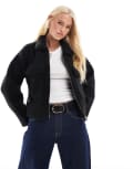 [ONLY] ONLY boxy zip through boucle jacket in black 16 Black