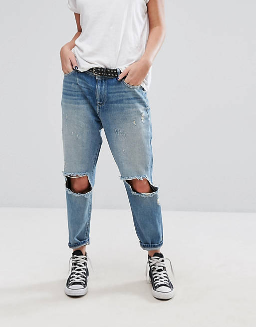 Only – Boyfriend-Jeans in extremer Distressed-Optik