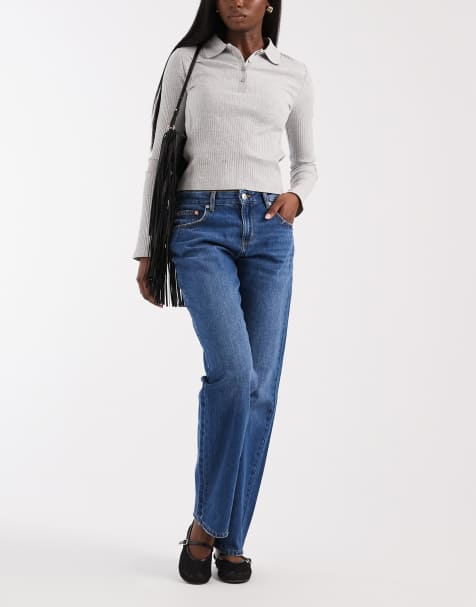 ONLY – Bree – Blå, urtvättade och raka jeans med medelhög midja - view 1
