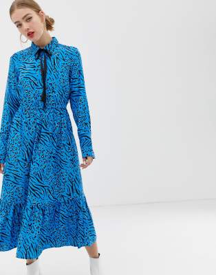 next blue animal print dress