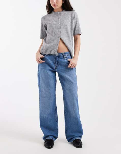 ONLY - Britney - Jeans met rechte pijpen en lage taille in middenblauw - view 1