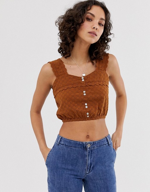 Only broderie anglaise crop top