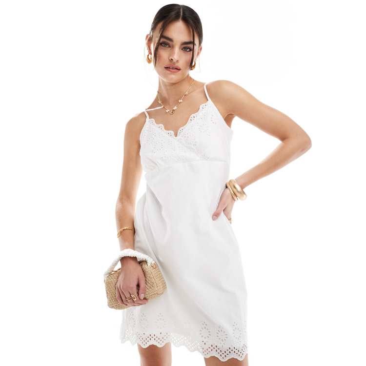 chinese dress ladies Farrah Broderie Anglaise Halterneck Midaxi Dress in White