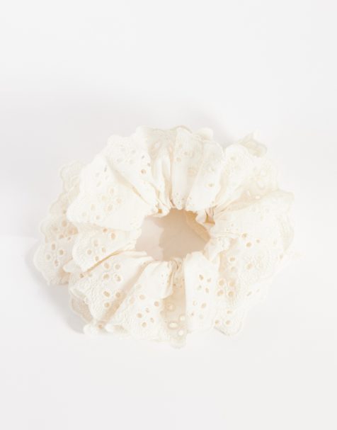 ONLY broderie scrunchie in cream - view 1