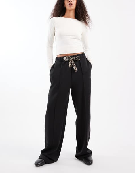 ONLY - Broek met strik met luipaardprint in zwart - view 1