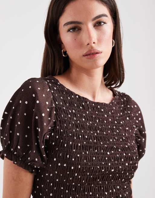 ONLY – Brun, prickig smocktopp, del av set, 4 av 4