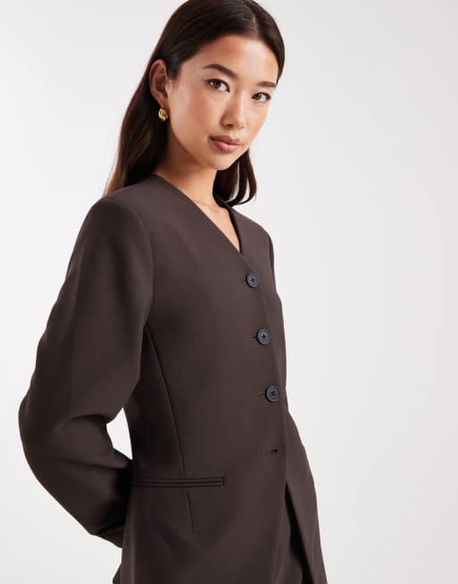 ONLY – Brun, strukturerad kavaj, del av set, 3 av 4