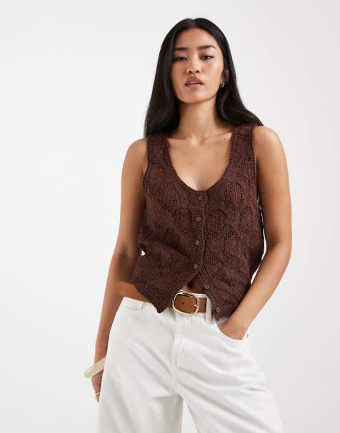 ONLY - Brun vest med hæklet look - view 1