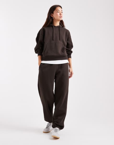 ONLY – Bruna mjukisbyxor i jersey med muddar, del av set - view 1