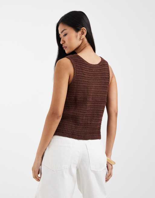 ONLY – Brunt, virkat linne, 4 av 4