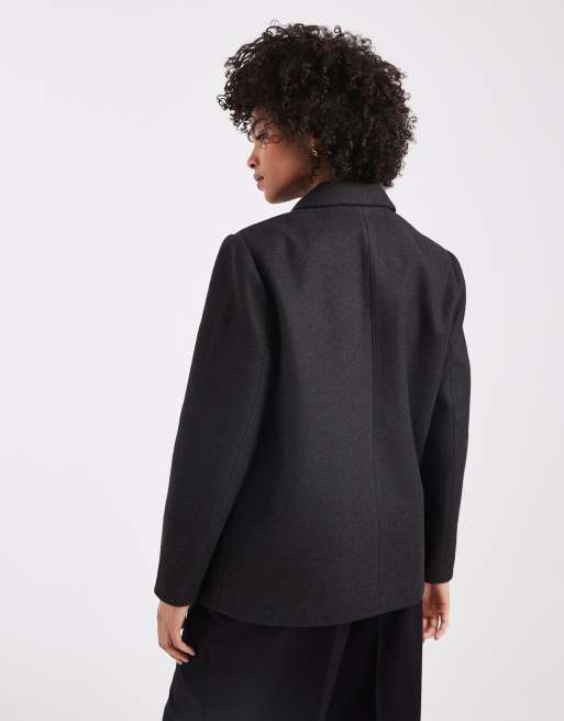ONLY brushed tailored blazer in charcoal, 4 of 4
