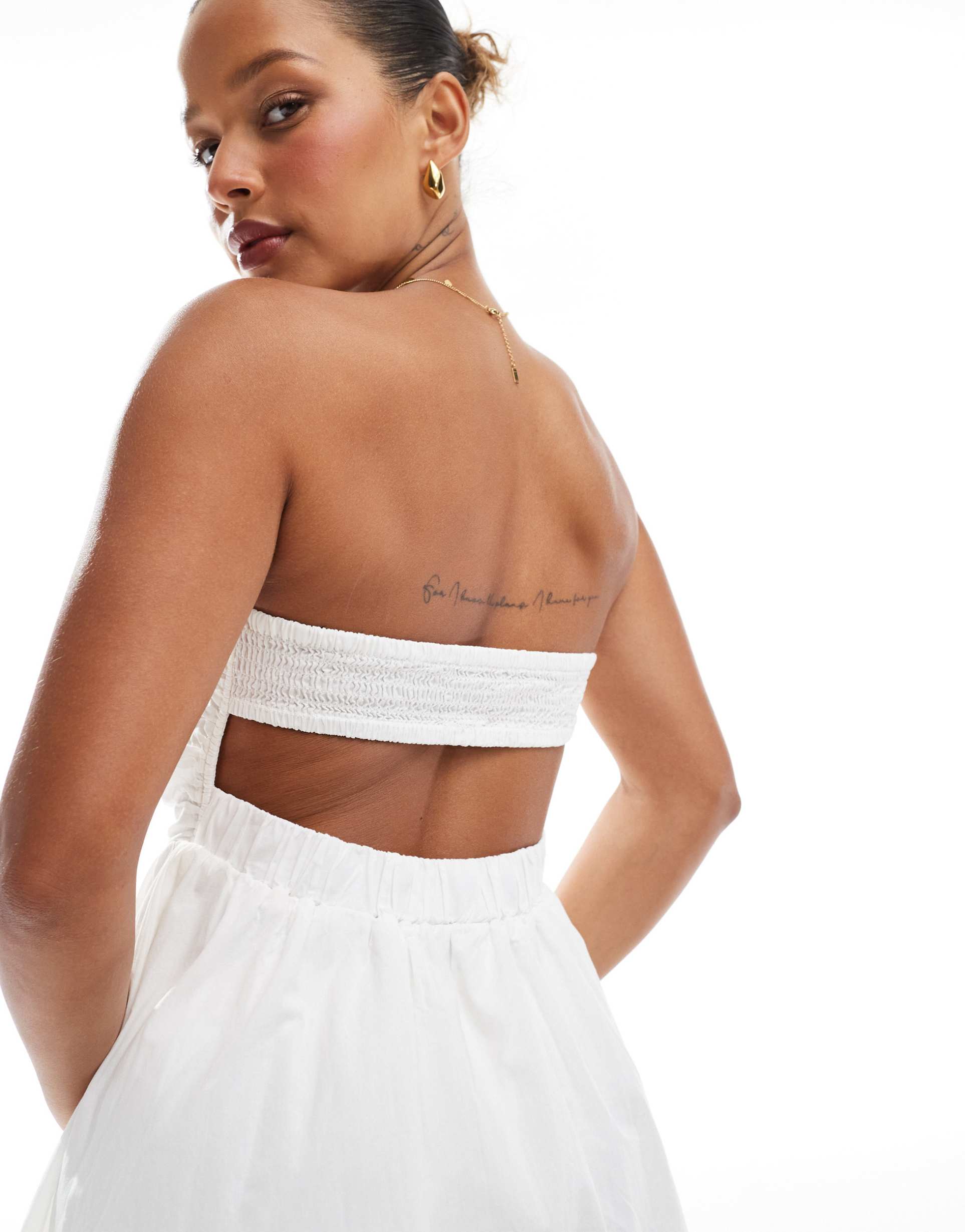 only bubble hem bandeau mini dress in white