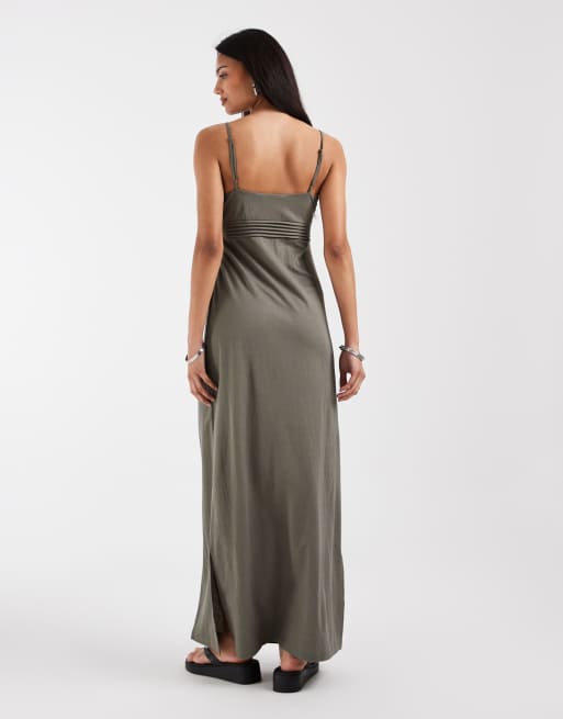 ONLY bust detail maxi cami dress in khaki, 4 of 4