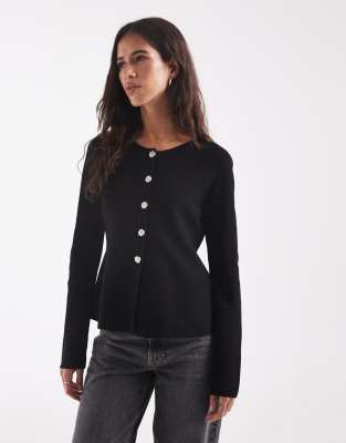 Only Button Detail Cardigan In Black