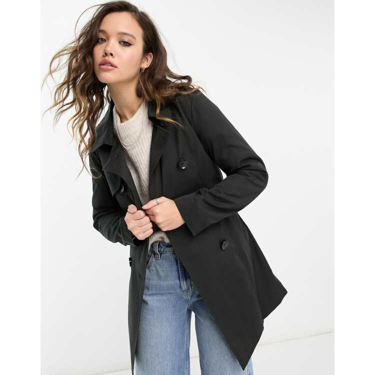 Black short trench sales coat womens