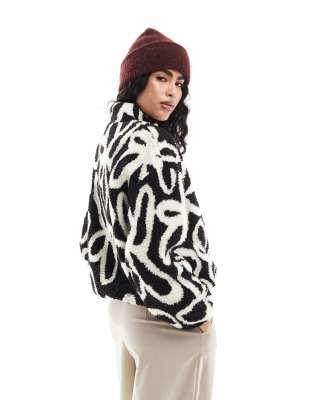 Only Button Down Borg Fleece In Black