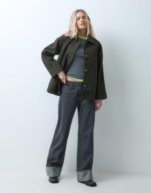 ONLY button through jacket in dark khaki