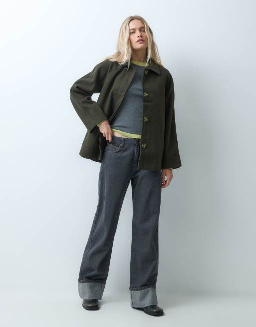 ONLY button through jacket in dark khaki, 4 of 4