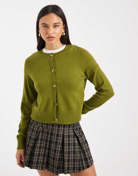 ONLY button through knitted cardigan in green - view 1