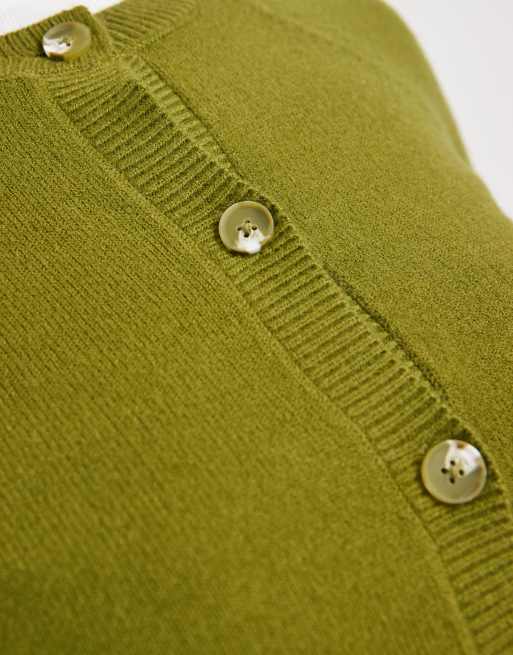 ONLY button through knitted cardigan in green, 3 of 4