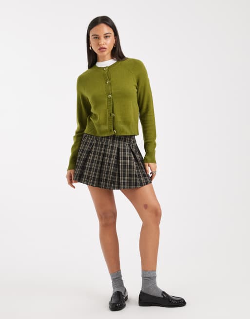 ONLY button through knitted cardigan in green, 4 of 4