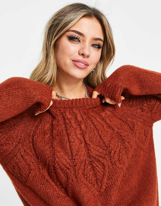 Rust cable knit on sale sweater