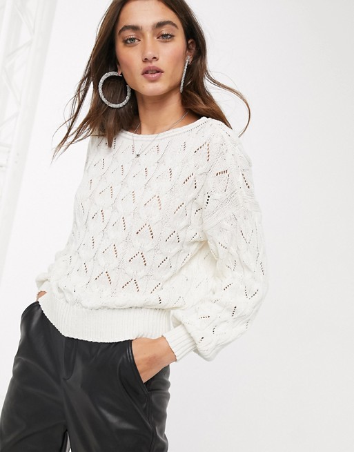 Only cable knit jumper in cream
