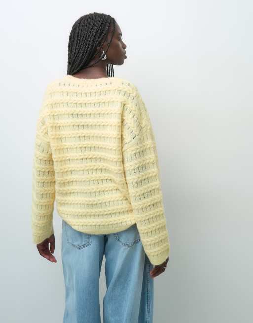 ONLY cable knit sweater in light yellow, 2 of 4