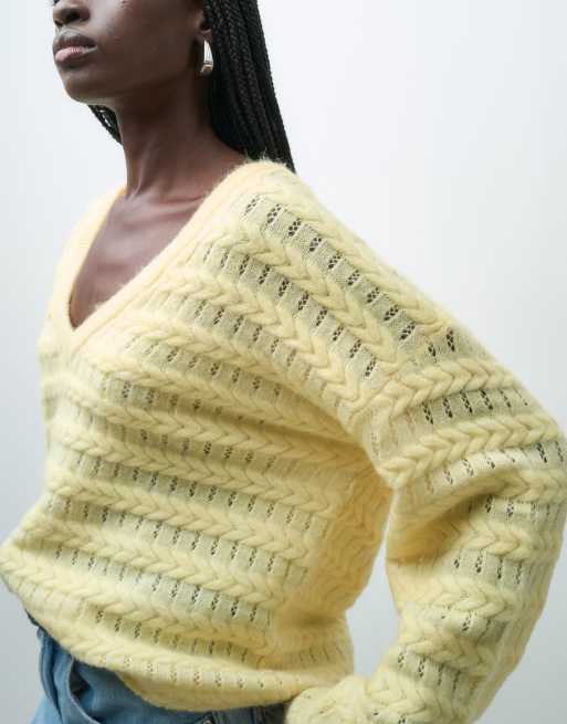 ONLY cable knit sweater in light yellow, 4 of 4