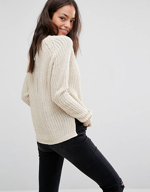 Only Cable Knit With Zip Back Sweater