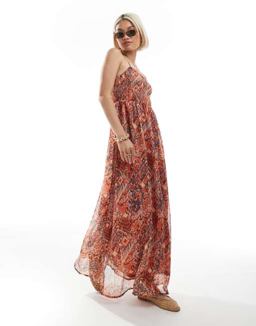 ONLY - Cami-maxikjole med rødt ikat-print, 2 af 4
