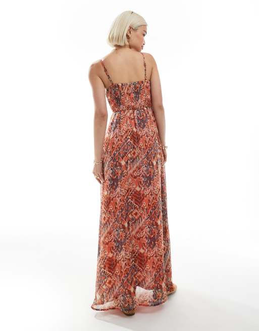 ONLY - Cami-maxikjole med rødt ikat-print, 3 af 4