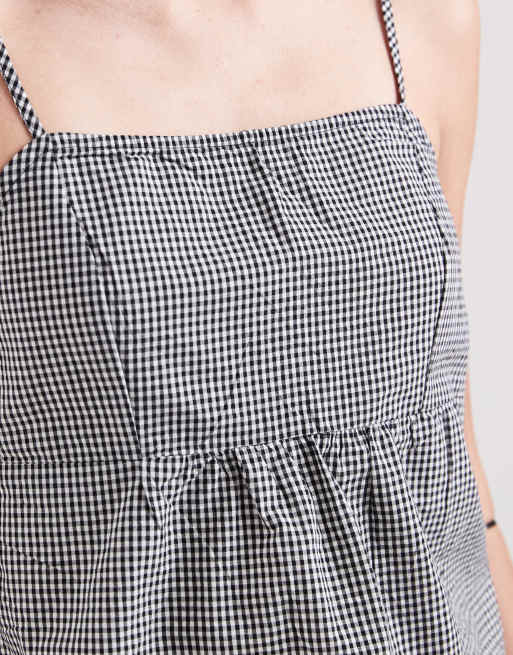 ONLY cami top in black gingham, 3 of 4