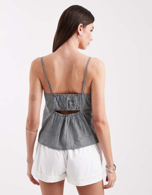 ONLY cami top in black gingham, 4 of 4
