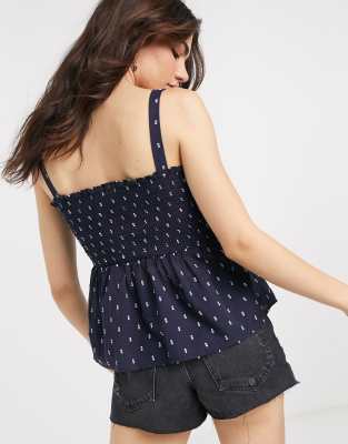blue polka dot top