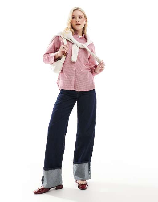 ONLY - Camicia boyfriend rossa a quadretti 