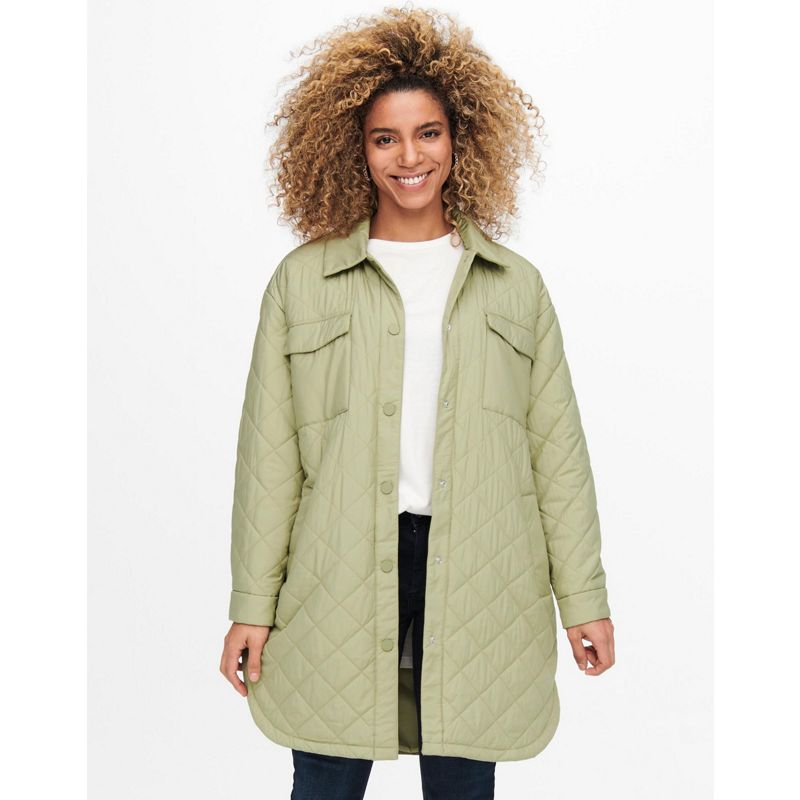 Giacche Cappotti e Giacche Only - Camicia giacca trapuntata verde pallido