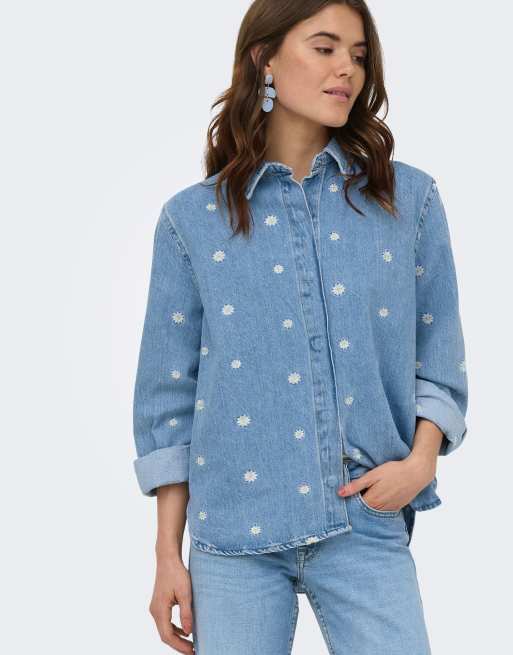 ONLY camicia in denim azzurro chiaro, 4 di 7