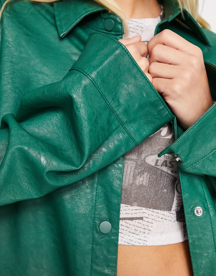 Camicia verde in pelle sintetica - Only Camicia donna  - immagine3
