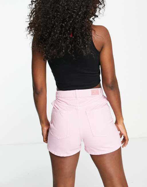 Only Camille cut out pocket denim shorts in lilac, 2 of 4