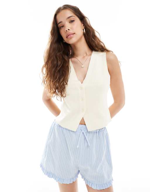 ONLY - Canotta in maglia compatta color latticello