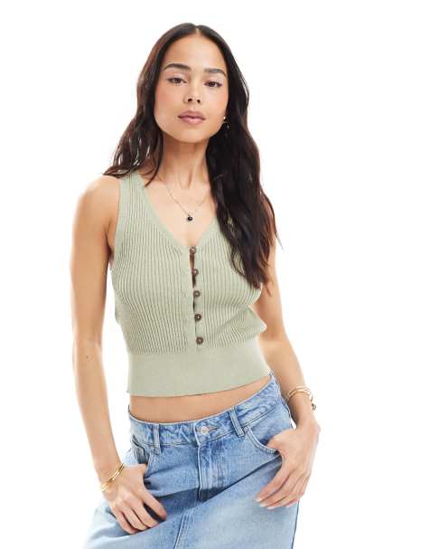 ONLY - Canotta in maglia verde chiaro - view 1