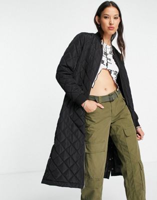 Only quilted longline coat in black - ASOS Price Checker