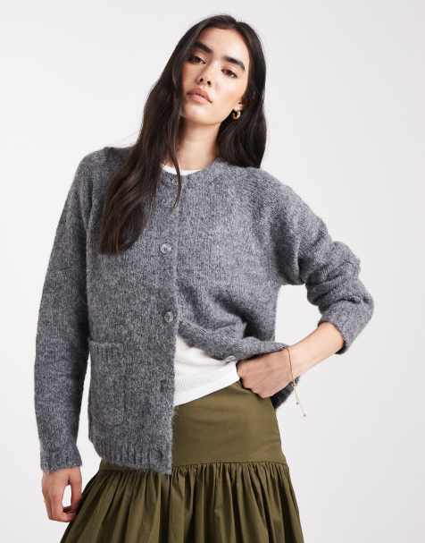ONLY - Cardigan ampio grigio scuro con tasche - view 1