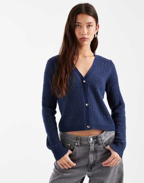 ONLY - Cardigan blu navy con scollo a V - view 1