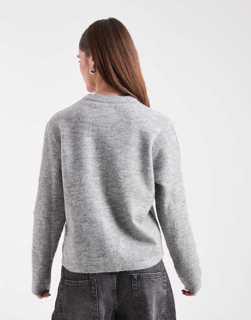 ONLY - Cardigan girocollo grigio medio, 4 di 4