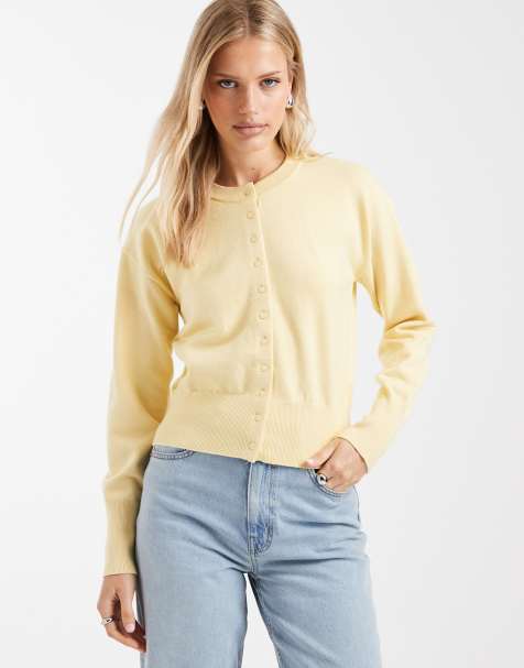 ONLY - Cardigan in maglia compatta giallo pallido - view 1
