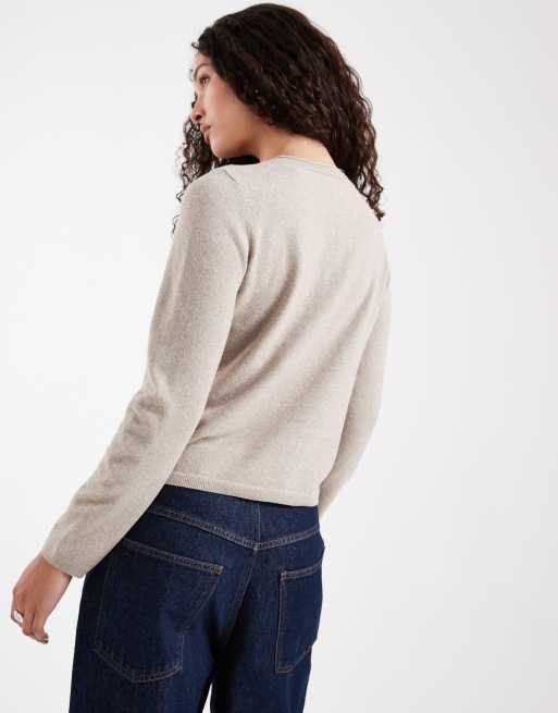 Only - Cardigan lavorato in maglia beige, 4 di 4