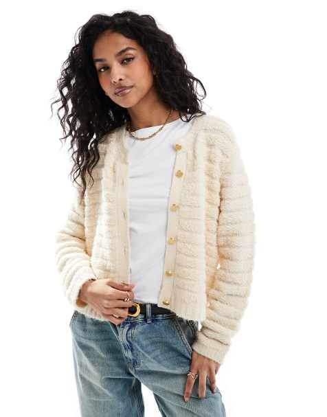 Only - Cardigan morbido color crema testurizzato - view 1