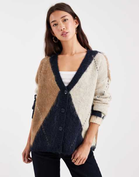 ONLY - Cardigan oversize soffice color blu navy a rombi - view 1